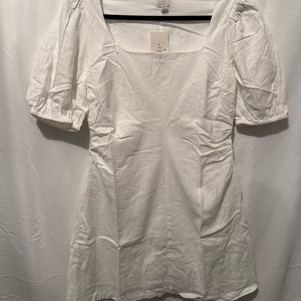 A New Day Ivory Puff Sleeve, Tapered Waist, Dress Size 8